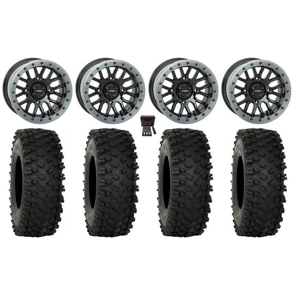 System 3 SB-9 Bdlk 15" Wheels Gloss Bk 33" ATX470 Tires Polaris RZR XP 1000 / PRO XP / Ranger XP 900/1000