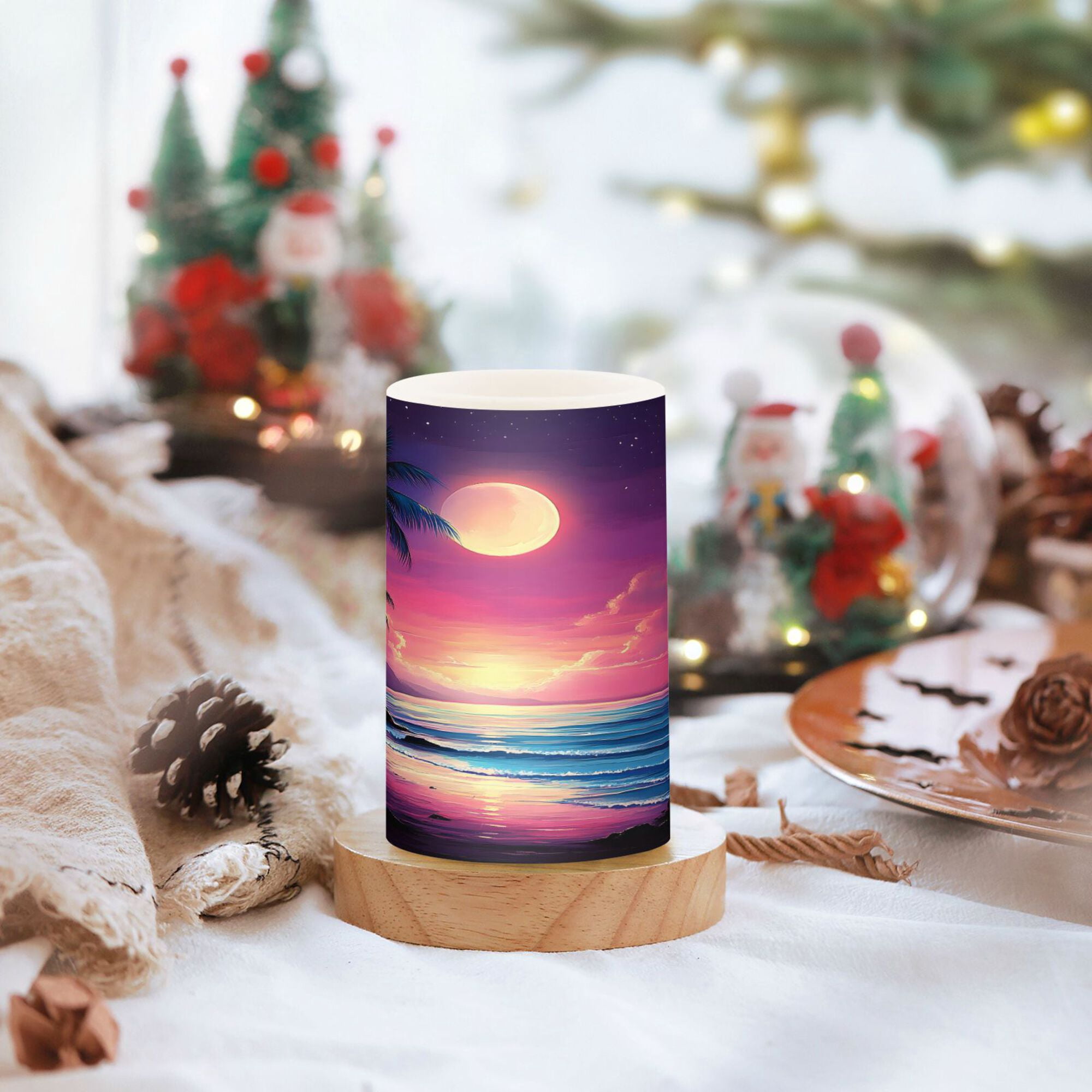 Yayeee Flameless Candles with Remote Flickering Battery Operated Multi Color Changing, Dreamy Palm Tree