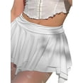 thumbnail image 3 of Coduop Women's Summer Pleated Skater Skirt Low Waist Irregular A-Line Mini Skirt, 3 of 7