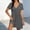 Gray, variant on Short Sleeve Summer Dress Plus Size Sun Dress 2026 Solid Color V Neck Breathable Loose Fit Plus Size Summer Dress with Pockets Basic for Beach and Vacation S-2XL