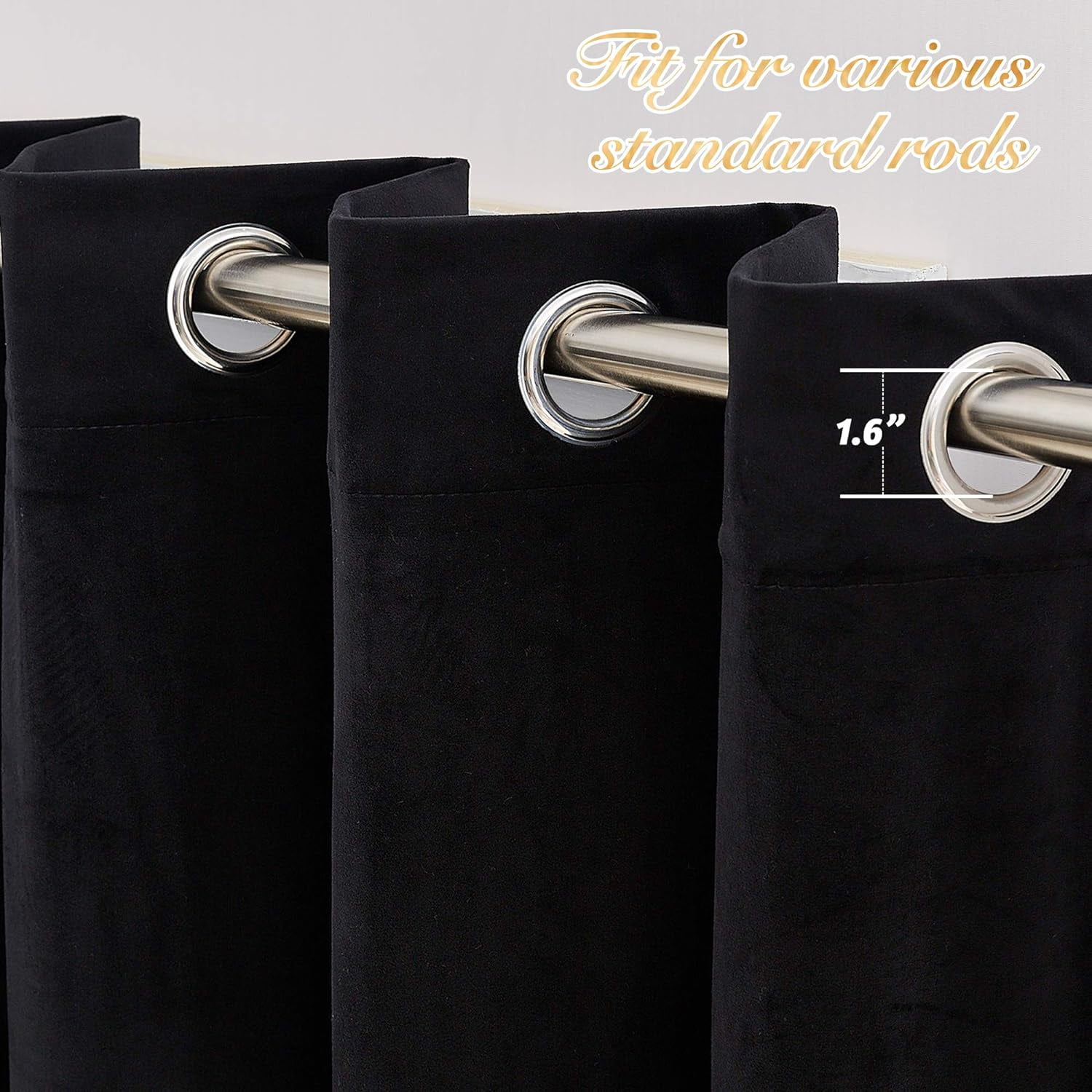 NICETOWN Black Velvet Curtains for Living Room, Velvet Blackout Curtains Thermal Insulated Privacy Grommet Window Treatments for Bedroom, 52"x84", 2 Panels