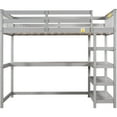 thumbnail image 3 of Twin Size Loft Bed In Gray With Desk And Storage - Construction Of Solid Wood For Comfortable Sleep Shelf Workstation Efficient Bedroom Use, 3 of 6