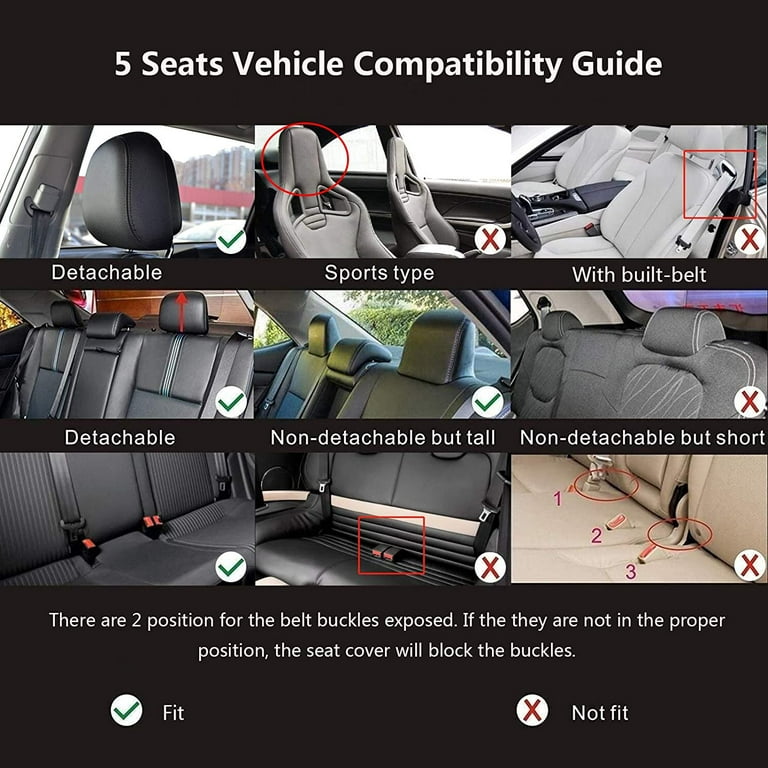 OTOEZ Car Seat Covers 5-Seats Full Set Waterproof Leather Universal for  Sedan SUV Truck