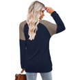 thumbnail image 4 of Womens Tops Color Block Pullover Long Sleeve T Shirts with Pockets Crew Neck Tunic Blouse, 4 of 5