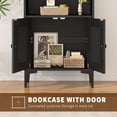 thumbnail image 4 of JOZ 5-Shelf Bookcase with Doors, Adjustable feet, Floor Standing Storage Cabinet for Home Office, Black, 4 of 10