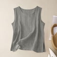 thumbnail image 2 of Staron Women's Casual Blouse Solid Color Split Hem Round Neck Loose Sleeveless Tank Top, Dark Gray XL, 2 of 4