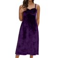 thumbnail image 2 of Maqroz Cocktail Dresses for Women Spaghetti Strap Summer Solid Color Velvet Elegant Mini Dress Slim Fit for Party Evening Events Night Outings Purple M, 2 of 8