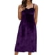thumbnail image 3 of TaTaai Womens Fashion Solid Color Elegant Velvet Spaghetti Strap Dress Gathered Bust Slim Fit Soft Comfortable Dress for Spring Summer Daily Party Wear Gift, 3 of 8