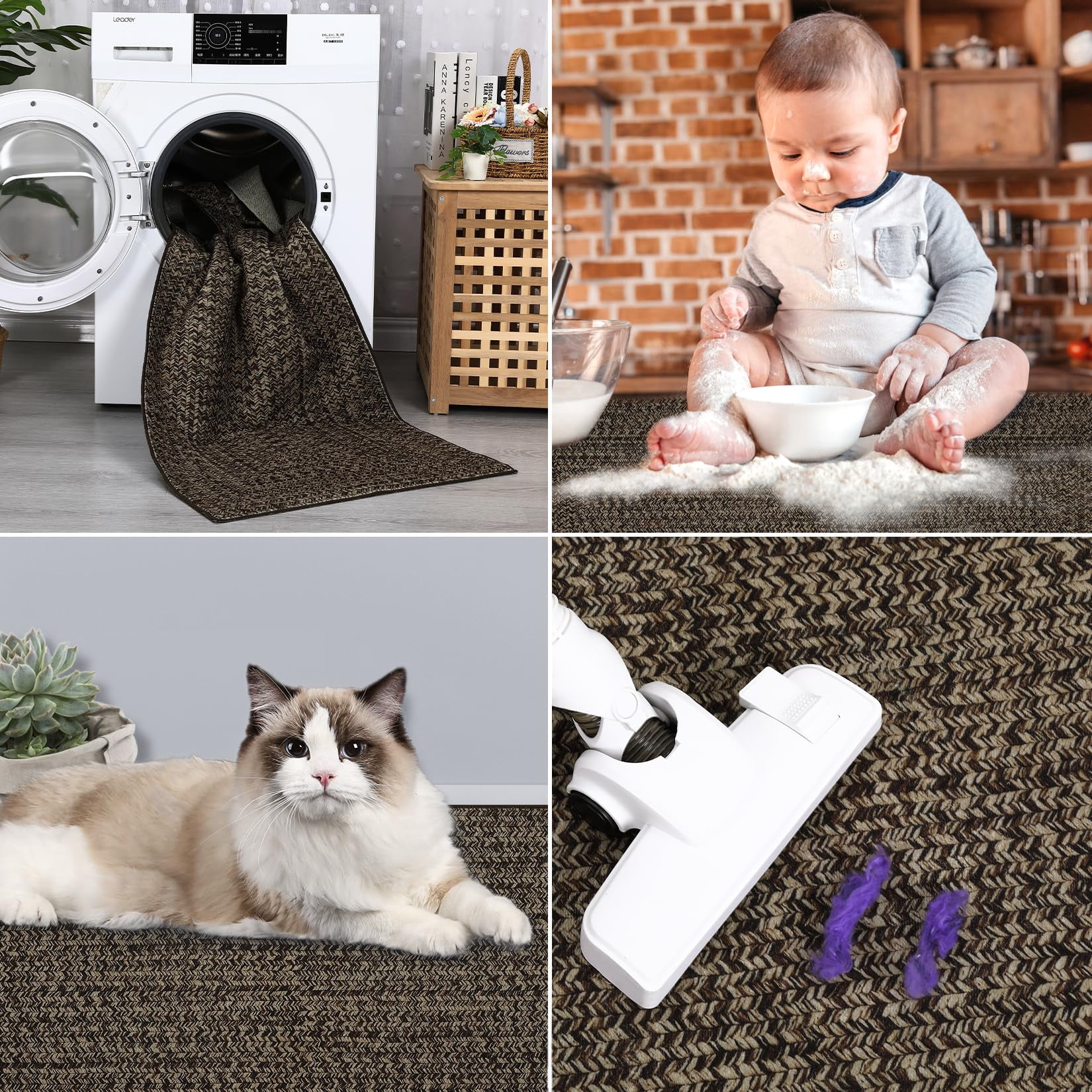Danolapsi 8x10 Area Rug Machine Washable Rug for Living Room Print Braided Indoor Accent Rug Soft Bedroom Rug Farmhouse Large Area Rug Non Slip Throw Rugs Non Shedding Stain Resistant Carpet for Home
