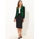 thumbnail image 3 of INSPIRE CHIC Blazer con solapa con muescas para mujer, manga larga, para oficina, negocios, con botones, de terciopelo Verde oscuro XS, 3 of 5