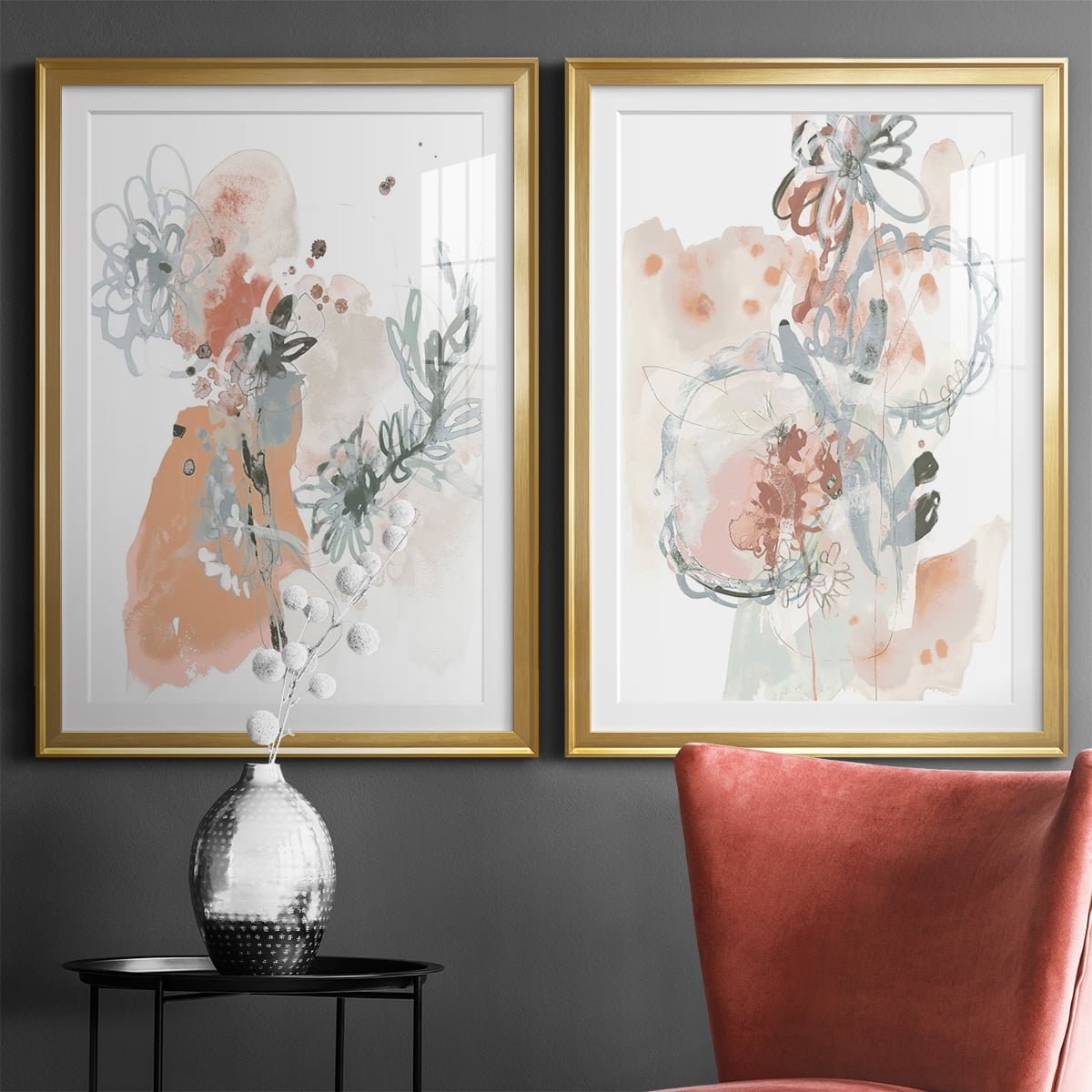 Wexford Home Petal Drift I Premium Framed Print, 18.5" x 24.5" - Ready to Hang, Gold (Set of 2)