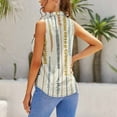 thumbnail image 3 of Abstract Vertical Plant Pattern Blouses Women Bow Tops Elegant Sleeveless Office Work Shirt Casual Holiday Women's Tops, 3 of 6