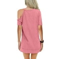 thumbnail image 6 of TEMOFON Womens Short Sleeve Cutout Tops Summer T Shirts Side Split Tunic Trendy Casual Loose Fit Cute Tees Pink, 6 of 6