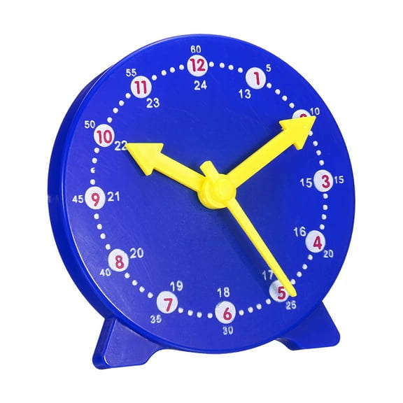 Uxcell 4 inch Teaching Clock Tell Time Analog Demonstration Clock 24 Hour 3 Pointers Geared, Blue