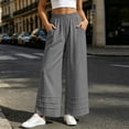 thumbnail image 4 of Sevevn Women’s Elastic High-Waisted Tiered Hem Palazzo Pants Flowy Wide Leg Casual Trousers with Side Pockets, 4 of 8
