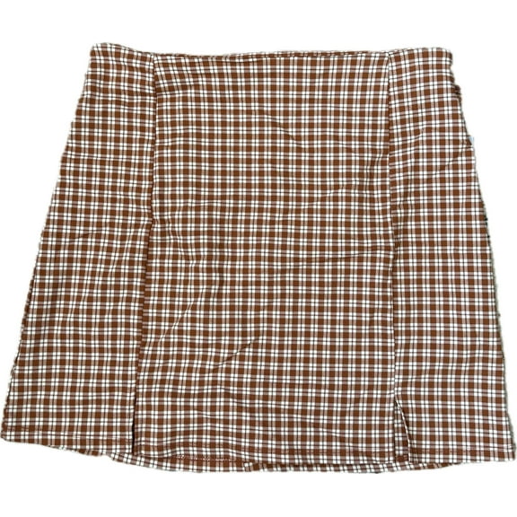 Originality Plaid High Rise Mini Skirt - X-Large, Rust White
