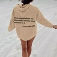 thumbnail image 5 of AJHSAKLt Comfrt Hoodie Women's Solid Color Long Sleeved Letter Printed Hooded Sweater Essentials Hoodie Khaki, 5 of 5