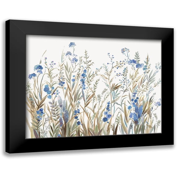 Jensen, Asia 14x12 Black Modern Framed Museum Art Print Titled - Field of Wild Blue Flowers