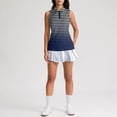 thumbnail image 5 of Womens Golf Shirt Sleeveless Tennis Shirt Collared Zip Up Printed Resort Golf Top, Quick Dry Polyester Athletic Tank Tops Dark Blue XL, 5 of 6
