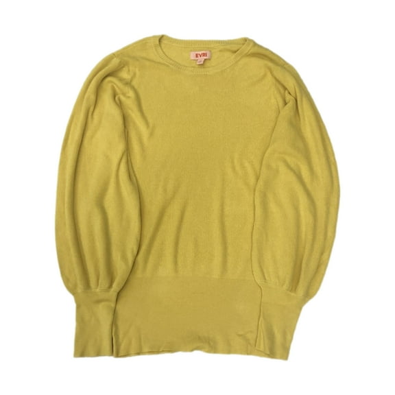 Evri Womens Plus Size Lightweight Yellow Balloon Sleeve Sweater 2X