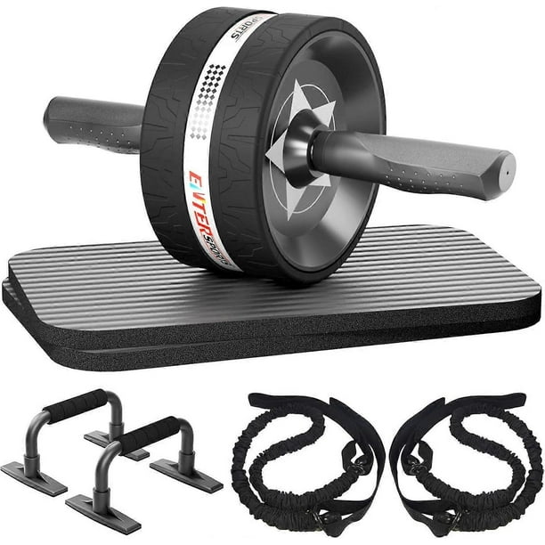Ab Rollers Wheel Kit, Exercise Wheel Core Strength Training Abdominal Roller Set with Push Up Bars, Resistance Bands, Knee Mat Home Gym Fitness Equipm