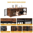 thumbnail image 2 of Hzuaneri 78" Large Double Dog Crate Furniture, Indoor Dog Kennel Furniture for 2 Dogs with Divider, Dual Sliding Barn Doors, Heavy Duty Dog Cage Furniture as TV Stand, Rustic Brown, 2 of 11