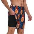 thumbnail image 2 of Sigee American Football and Fire Flames Print Mens Swim Trunks with Compression Liner Quick Dry Swim Stretch Beach Shorts with Pockets,S-3XL, 2 of 7