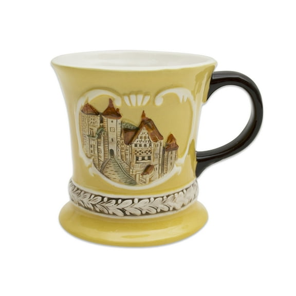 Oktoberfest Haus Brown Ceramic Embossed Rothenburg Coffee Mug 12 oz