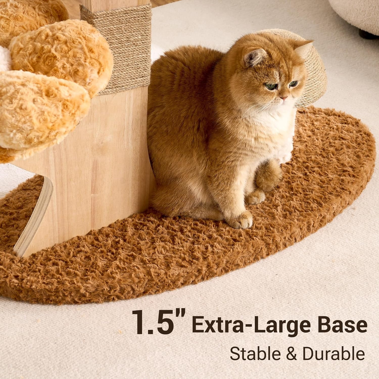 Modern Cat Tree Tower for Indoor Cats Large Adult, 37 inch Flower Cat Tree with Scratching Post, Luxury Aesthetic Cat Tree with Cloud-Soft Flower Perches and Physical Mouse-Sound Hanging Toy