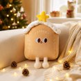 thumbnail image 6 of Cute Star House Shaped Throw Pillow - Soft Christmas Cushion with Embroidered Face, Kawaii Stuffed Plush Home Decor for Sofa Couch Bed, Holiday Seasonal Room Ornament Cozy Reading Napping Gift, 6 of 7