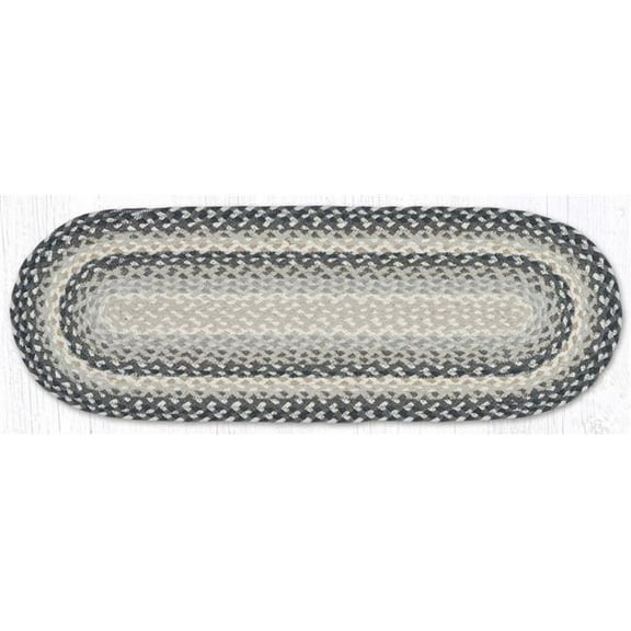 Earth Rug  13 x 36 in. Gray, Sand & Ivory Braided Jute Table Runner