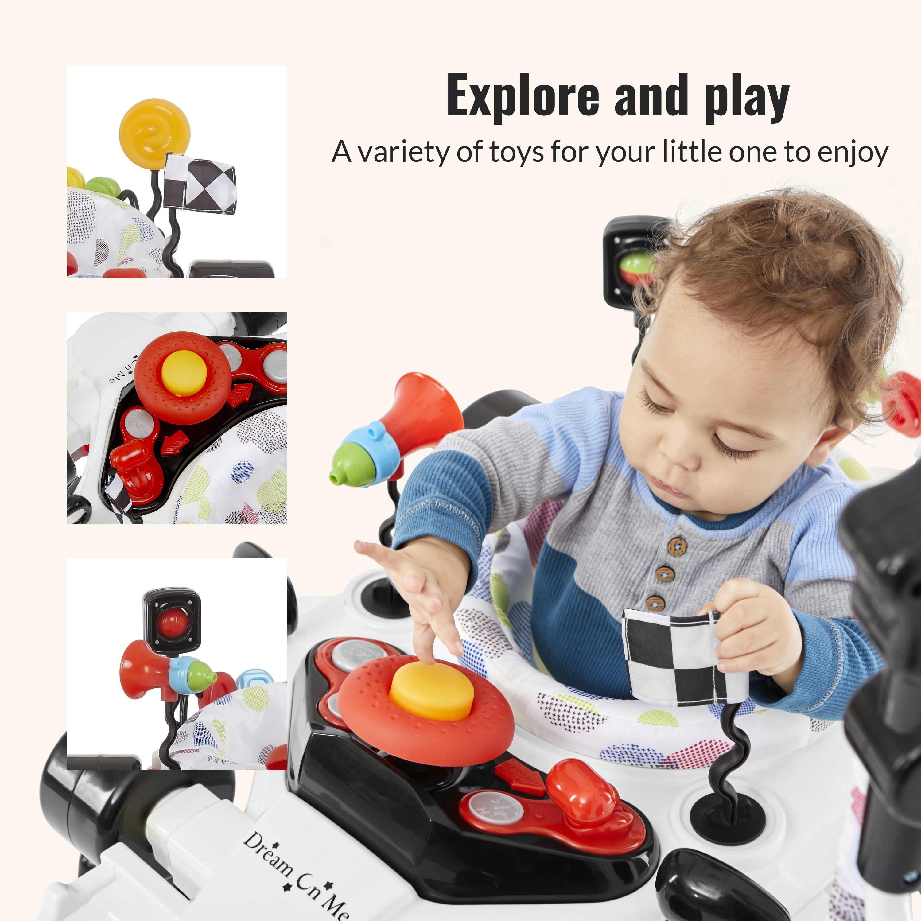 Dream on Me Champ Activity Center and Jumper, White
