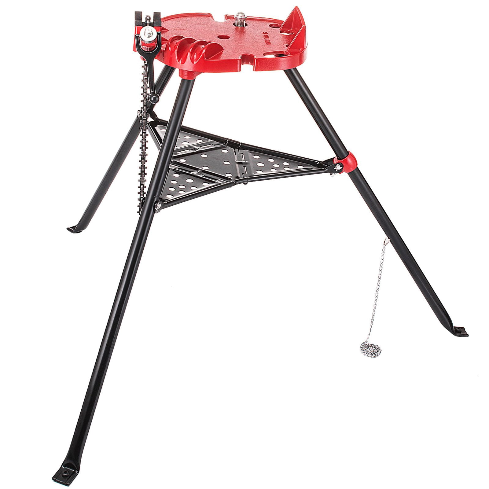 460-6 Tripod Pipe Chain Vise 1/8\"-6\" Capacity,Pipe Stand Portable Foldable Steel Legs,Pipe Jack Stands with Tool Tray, Tripod Stand Chain Vise Ideal for a Variety of Pipe Materials