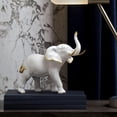 thumbnail image 2 of Estatua de elefante moderna, estatua de animal, hecha a mano, acento decorativo para el jardín y el hogar. cabeza blanca arriba, 2 of 9