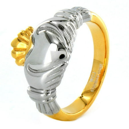 West Coast Jewelry ELYA Two-tone Stainless Steel Claddagh Ring
