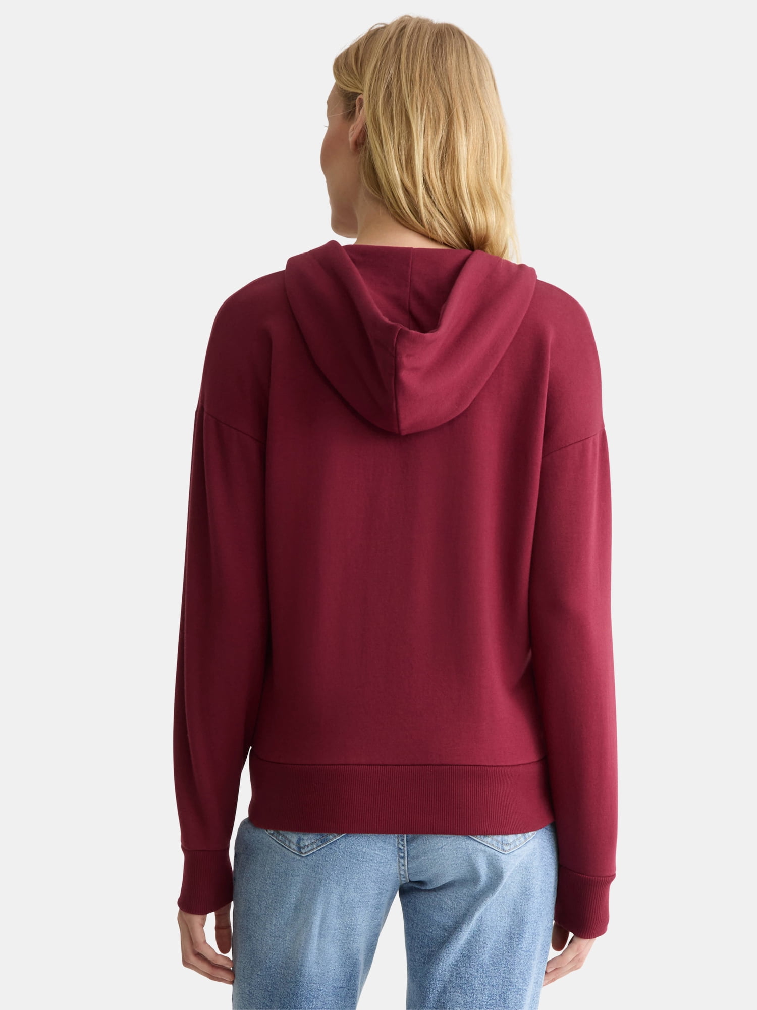 Time and Tru Women's and Women’s Plus Zip Front Fleece Hoodie Jacket, Sizes XS-4X