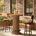 thumbnail image 6 of Tribesigns Round Bar Table, Fluted Wooden Bistro Cocktail Table with Metal Footrest, 35.4" High Top Pub Tables for Small Space, Living Room, 6 of 18