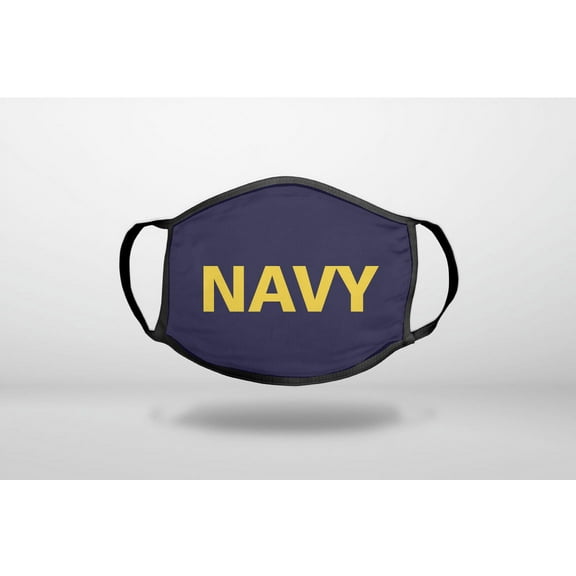 Yellow Navy - 3-Ply Reusable Soft Cloth Face Covering, Unisex, Cotton Inner Layer