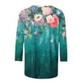 thumbnail image 5 of BangWanChi 3/4 Length Sleeve Womens Tops Women's Fashion Printed T-shirt 3/4 Sleeves Blouse Round Neck Casual Tops, 5 of 5