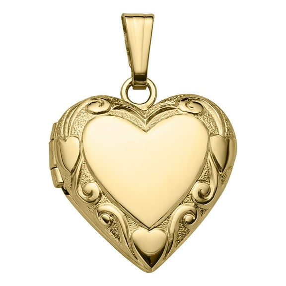 14k Yellow Gold 1/2 inch Heart Locket Pendant