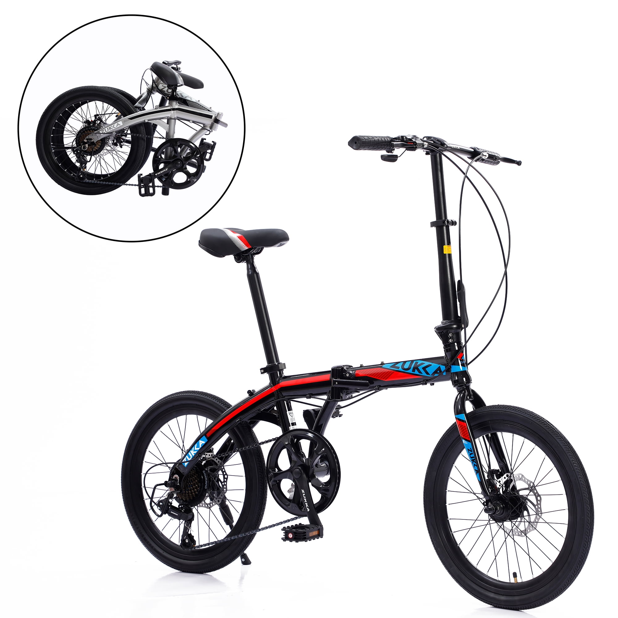 Clearance! 20 Inch Folding Bike with 8 Speed, Lightweight Foldable Bikes,  Commuter Bicycle for Adults Adjustable Seat and Dual Brakes for Men Women