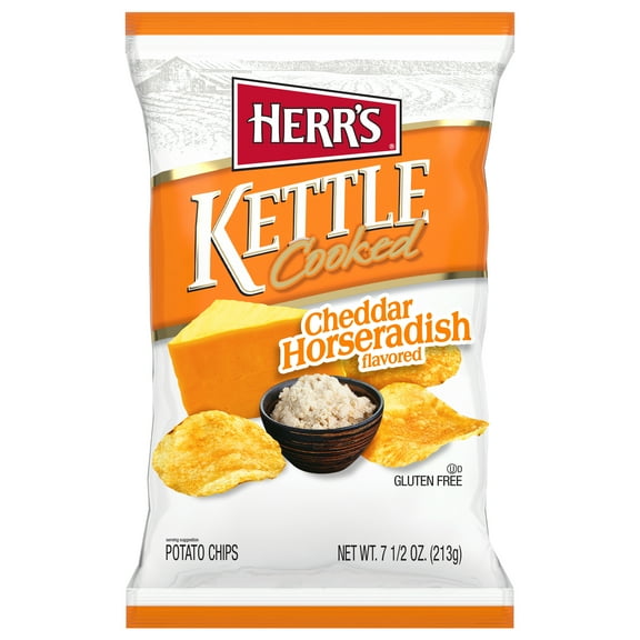 Herr's Kettle Cooked Cheddar Horseradish Potato Chips, 7.5 oz.