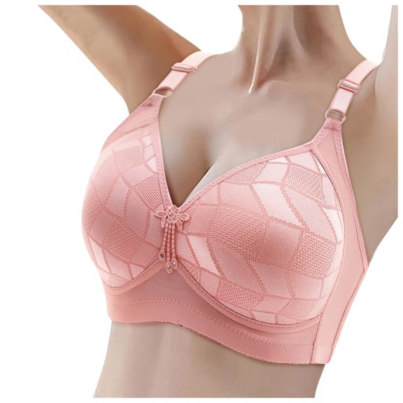 Women Seamless Lift Up Plus Size Full Cup Push Up Bra with No Underwire Retraction And Sag Cover Light Pink 50