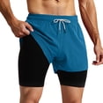 thumbnail image 5 of FINALGANG Mens Solid Color Two In One Athletic Shorts With Compression Liner Elastic Waist Drawstring Quick Dry Shorts For Gym Running Training Stylish Shorts, 5 of 6