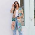 thumbnail image 6 of Zipper Lightweight Robes for Women Loose Fit Summer Bathrobes for Women Zipper Front 3/4 Sleeve Knee Length Vintage Floral Print Trendy Pajama Loungewear with Pockets Army Green XL, 6 of 7