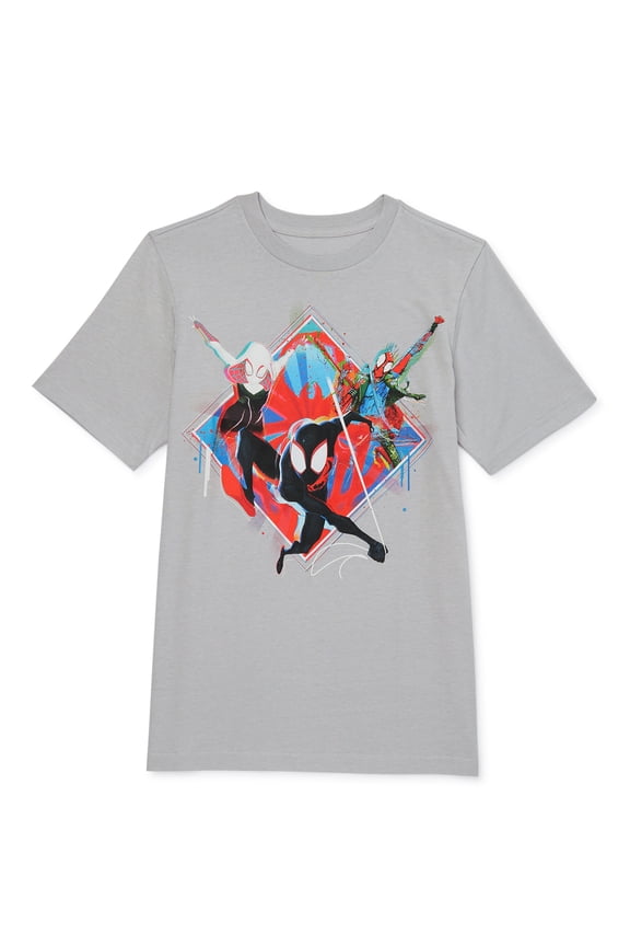 Marvel Boys Trio Across Spider-Verse, Crew Neck, Short Sleeve, Graphic T-Shirt, Sizes 4-18