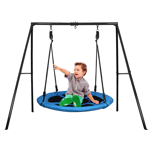 KLOKICK 440lbs Metal Swing Sets with 40" Saucer Tree Swing and Heavy Duty Metal Swing Stand