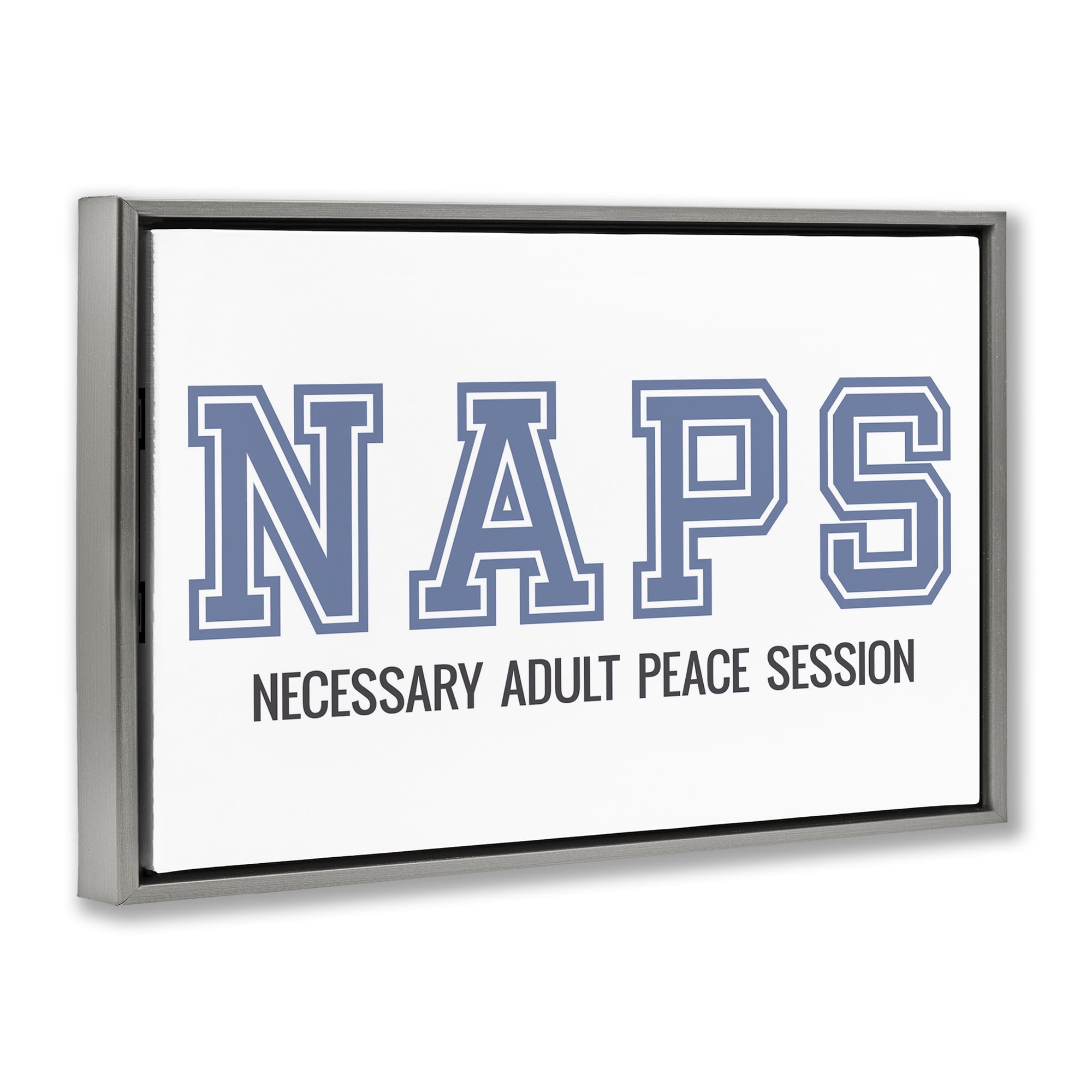 Stupell Industries Funny Naps Phrase Typography Painting Gray Floater Framed Art Print Wall Art, 31 x 21