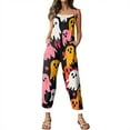 thumbnail image 4 of WTOBBY Women's Retro Casual Jumpsuit featuring Halloween Print, Loose Fit with Suspenders in Cotton and Linen, Perfect for Comfortable Outfits Year-Round,YellowM, 4 of 6
