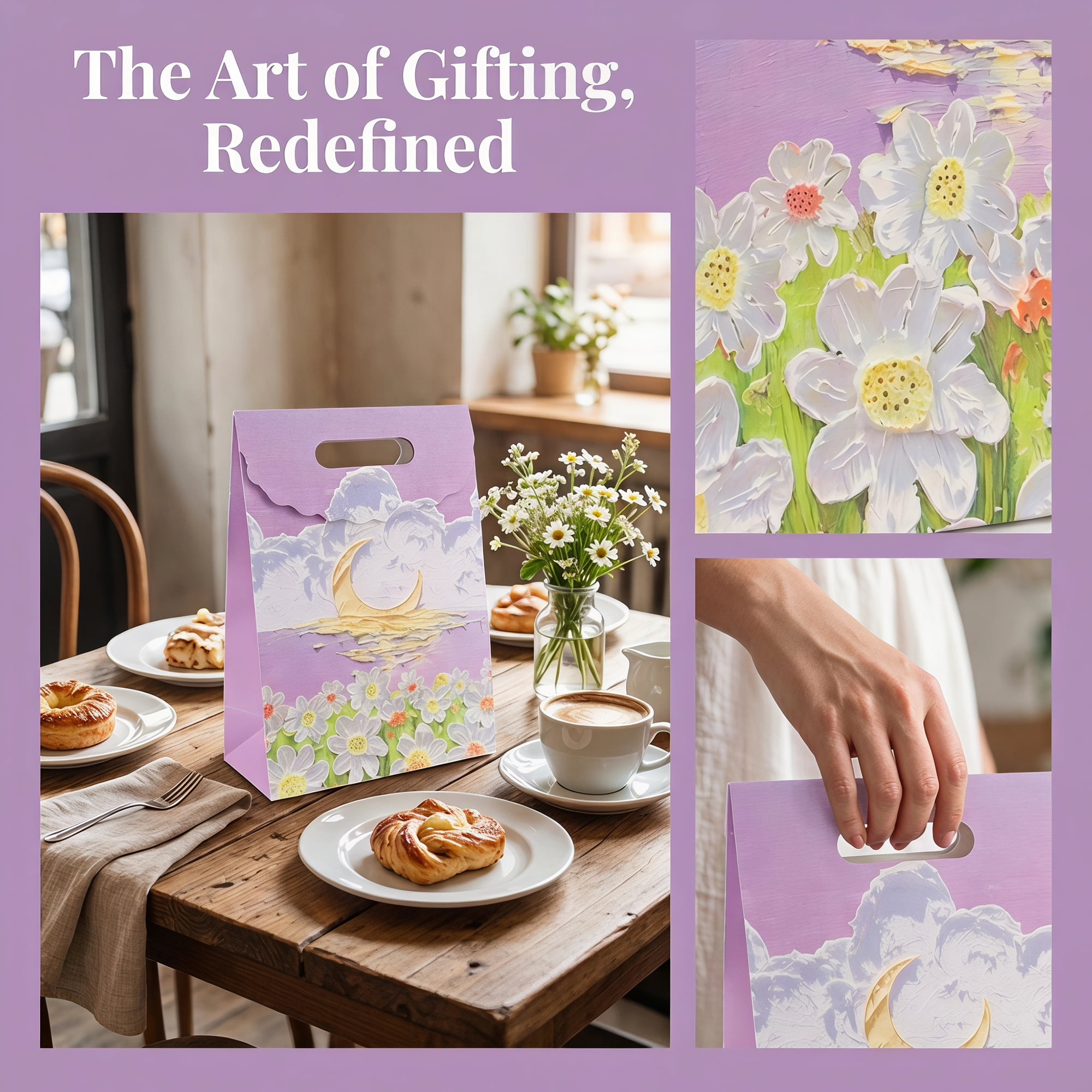 Unique Bargains Thickened Gift Bags with Comfortable Handles Purple B 7.5" x 3.5" x 10.6"